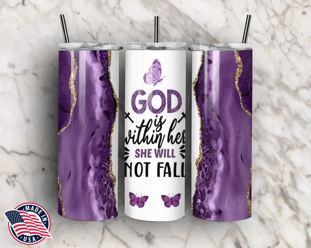 She Will Not Fall – Purple Tumbler