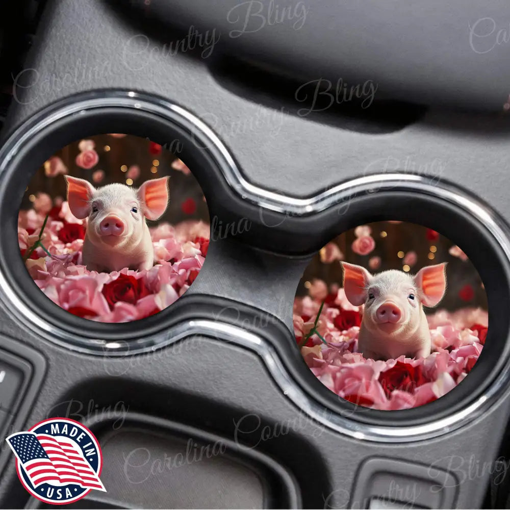 Sloppy Kisses Pink Car Coaster