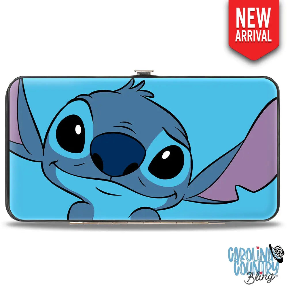 Hinged Wallet - Lilo & Stitch Stitch Sweet Smiling Pose CLOSE-UP Blues Hinged Wallets