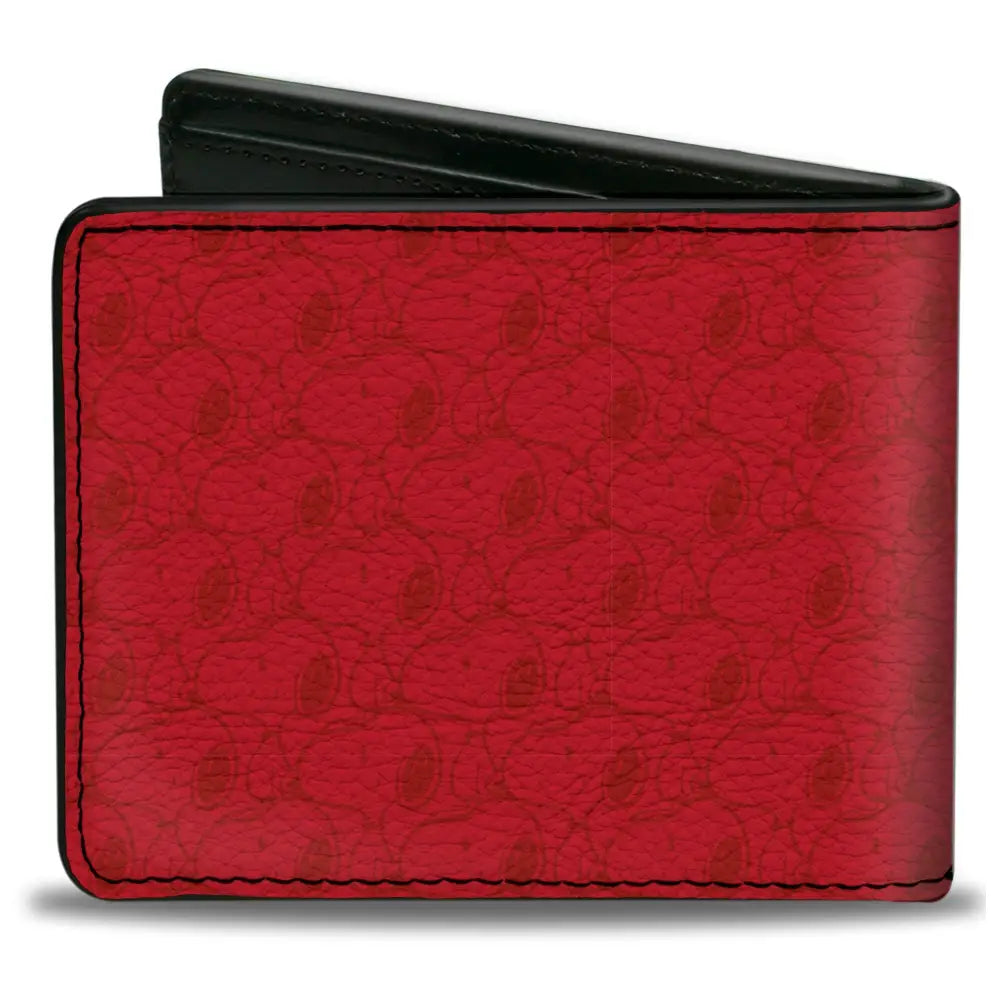 Bi-Fold Wallet - Peanuts Snoopy Face and Profile Pose Reds Bi-Fold Wallets