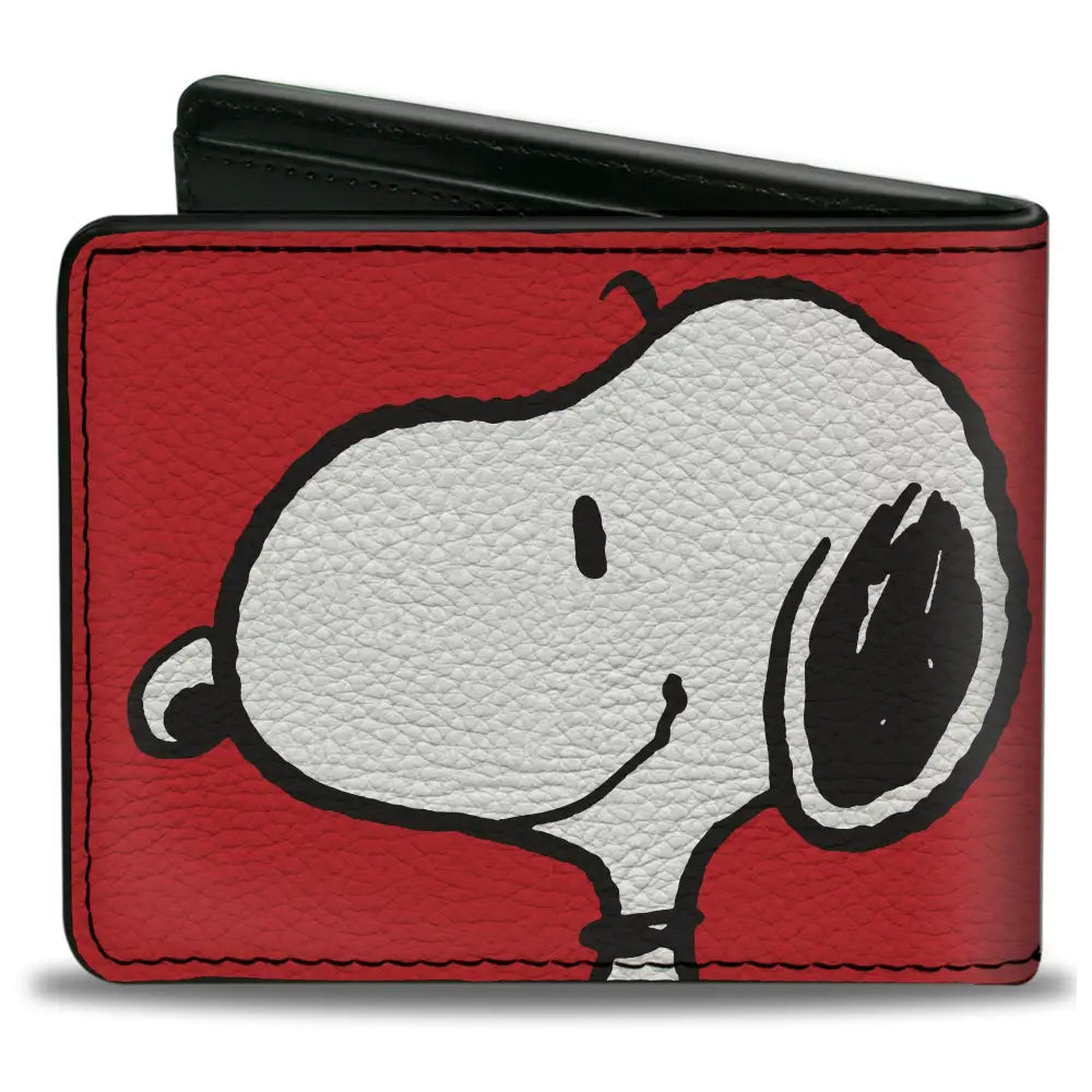 Bi-Fold Wallet - Peanuts Snoopy Smiling Profile Pose Red Bi-Fold Wallets