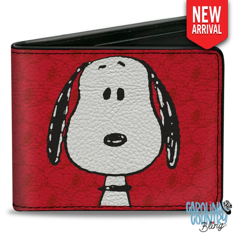Bi-Fold Wallet - Peanuts Snoopy Face and Profile Pose Reds Bi-Fold Wallets