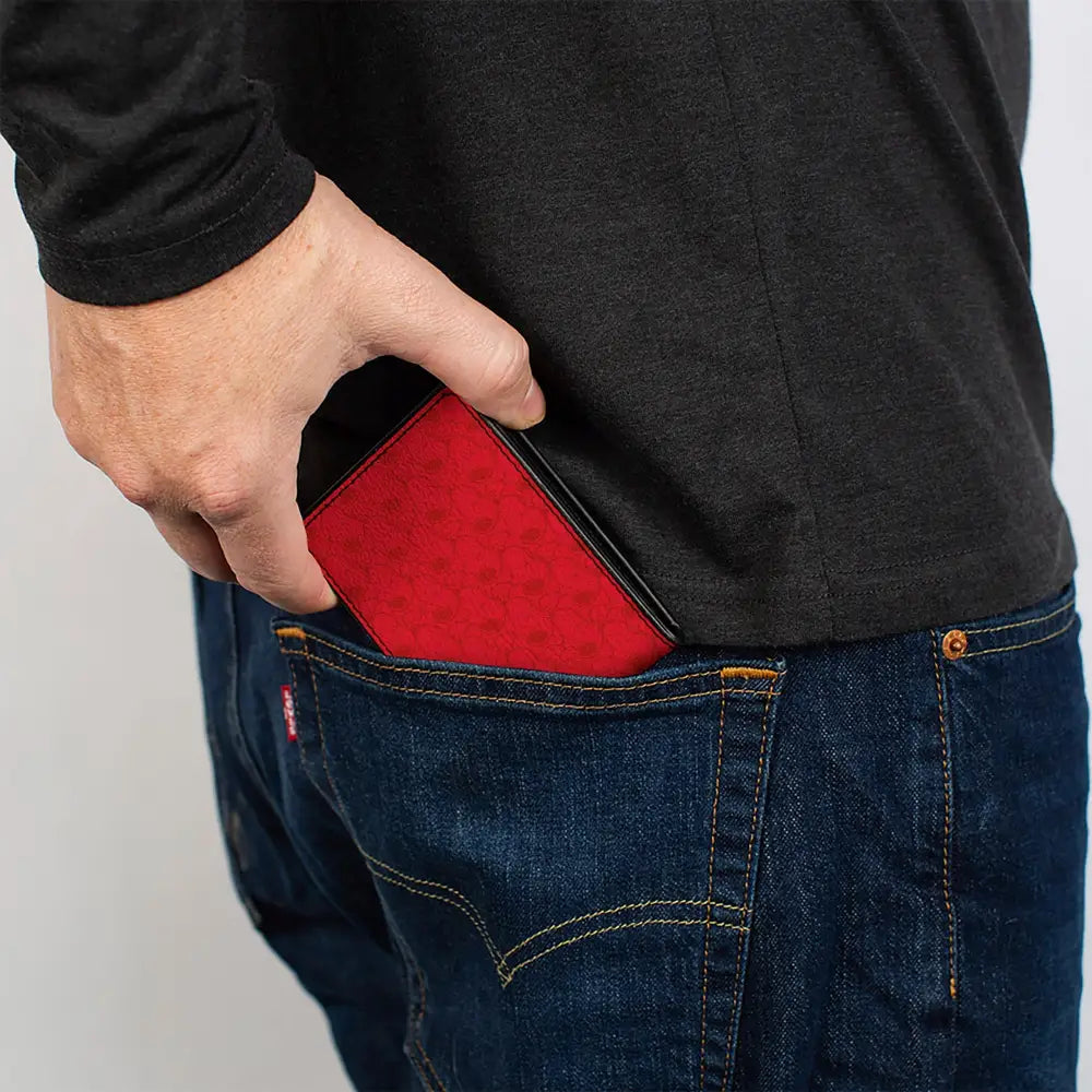 Bi-Fold Wallet - Peanuts Snoopy Face and Profile Pose Reds Bi-Fold Wallets