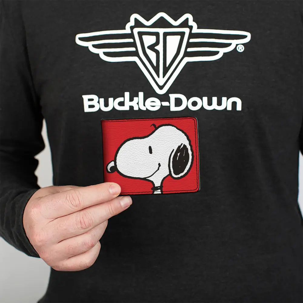 Bi-Fold Wallet - Peanuts Snoopy Smiling Profile Pose Red Bi-Fold Wallets