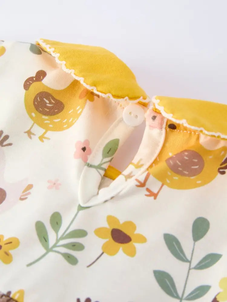 Spring Chick Scallop Short-Sleeve Girl Dress Dress