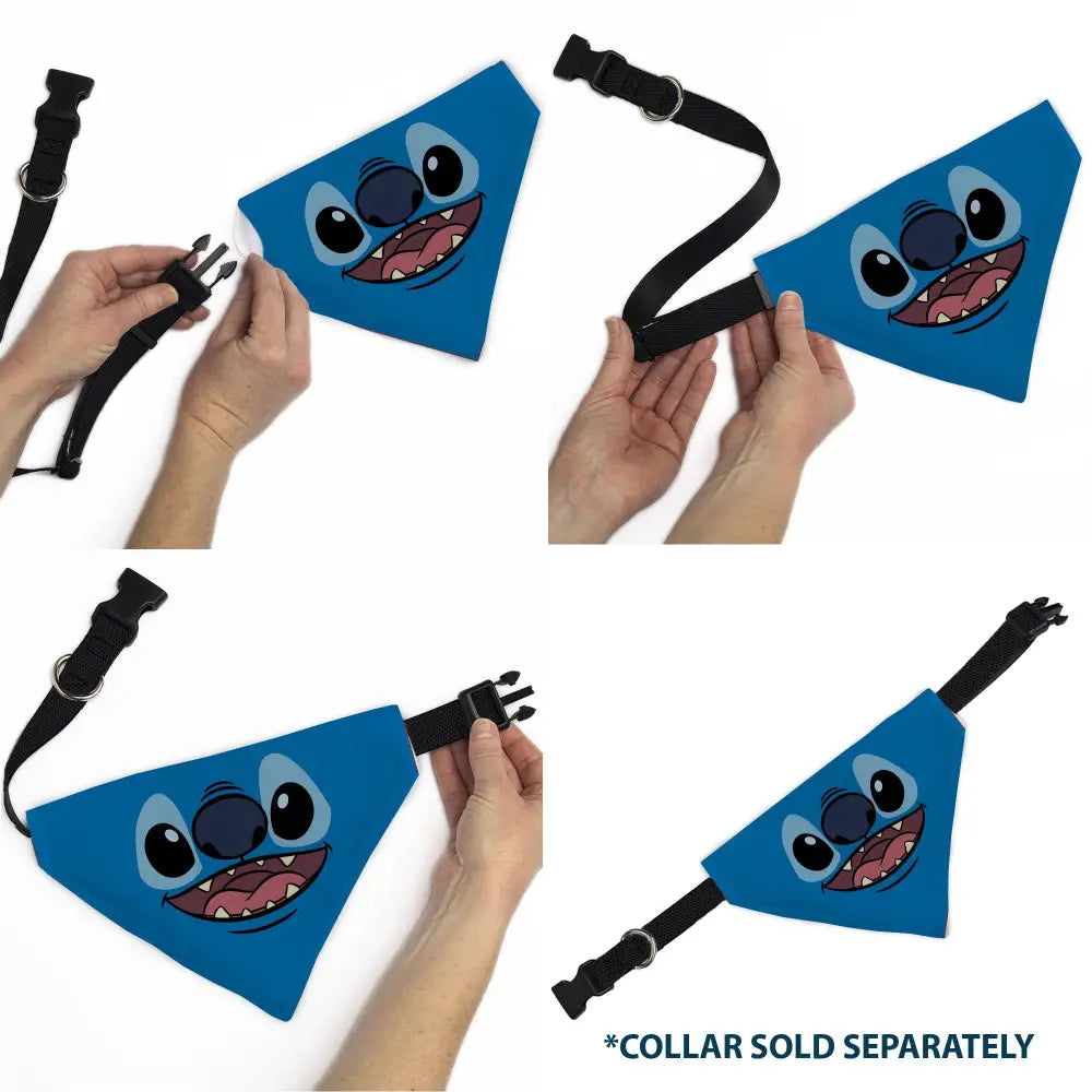 Pet Bandana - Stitch Smiling Face Character Close-Up Blues - Pet Bandanas