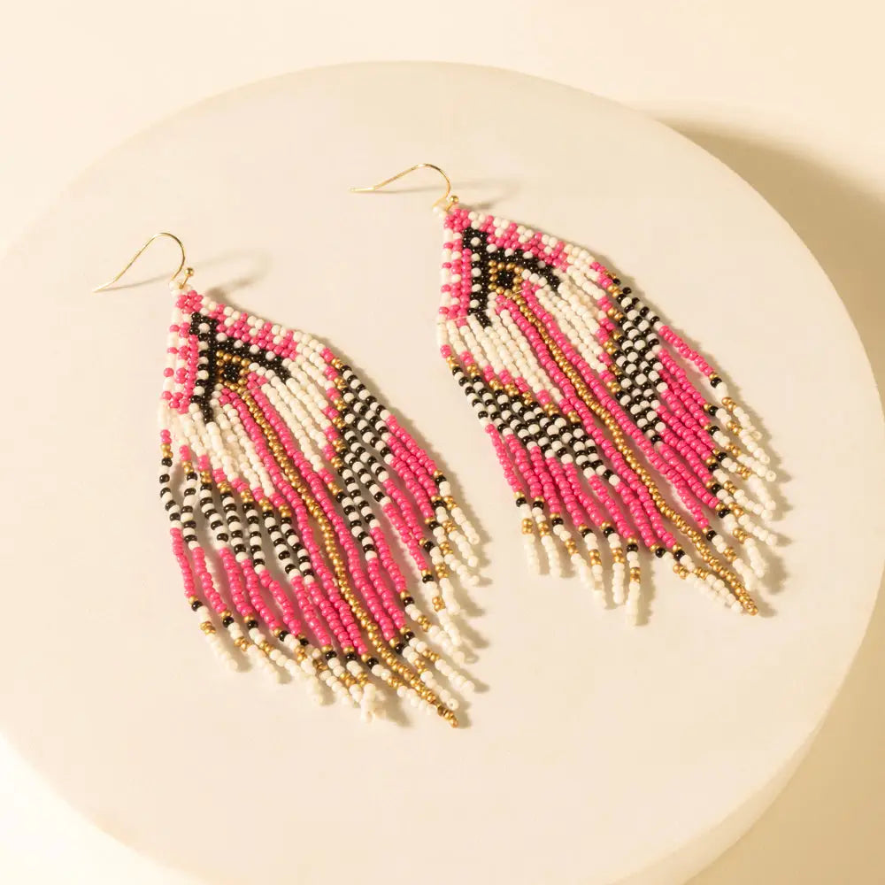Myra Wildloom Chevron Drops in Dusty Rose - Dusty Rose - JEWELLRY