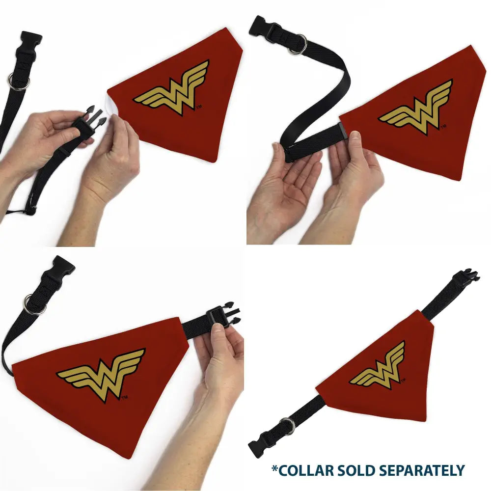 Pet Bandana - Wonder Woman WW Logo Red/Black/Yellow Pet Bandanas