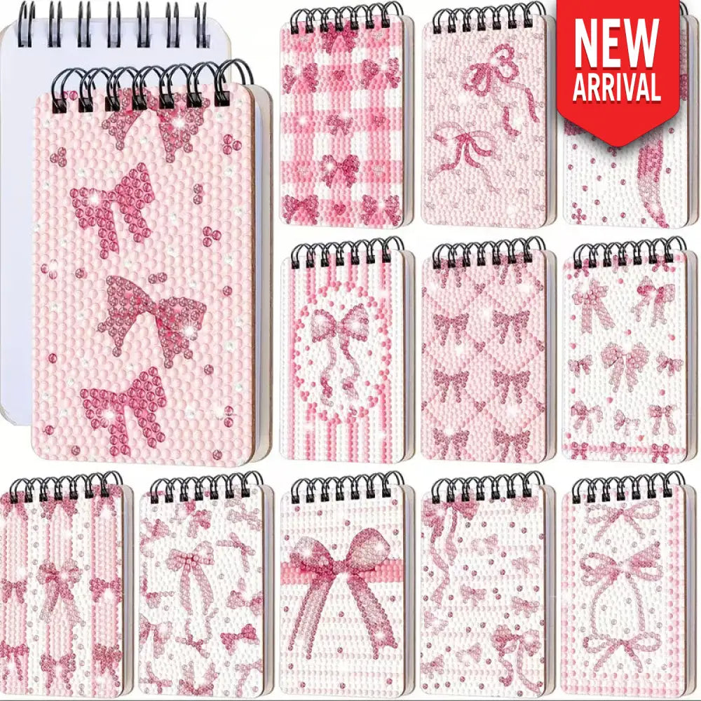 12pk Pink Bow Mini Diamond Art Notebooks - Art & Craft Kits