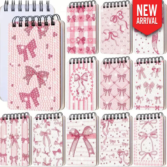 12pk Pink Bow Mini Diamond Art Notebooks - Art & Craft Kits