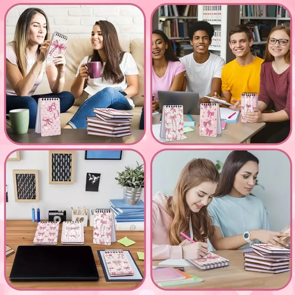 12pk Pink Bow Mini Diamond Art Notebooks - Art & Craft Kits