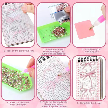 12pk Pink Bow Mini Diamond Art Notebooks - Art & Craft Kits