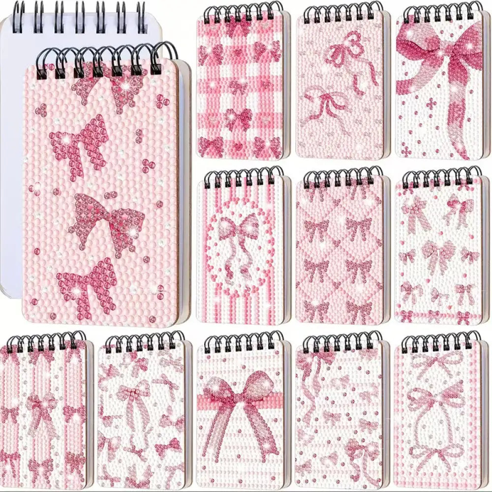 12pk Pink Bow Mini Diamond Art Notebooks - Art & Craft Kits
