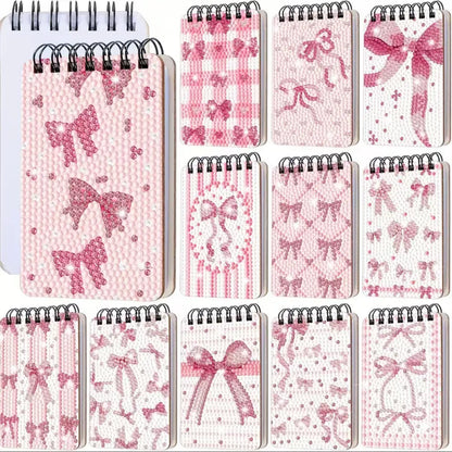 12pk Pink Bow Mini Diamond Art Notebooks - Art & Craft Kits