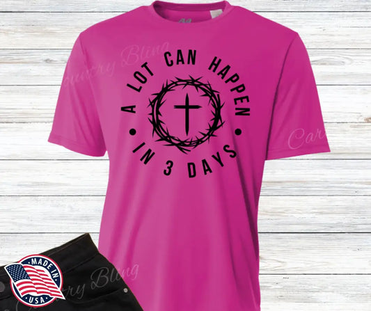 A Lot Can Happen In 3 Days – Multi Small / Short / Fuchsia Shirt