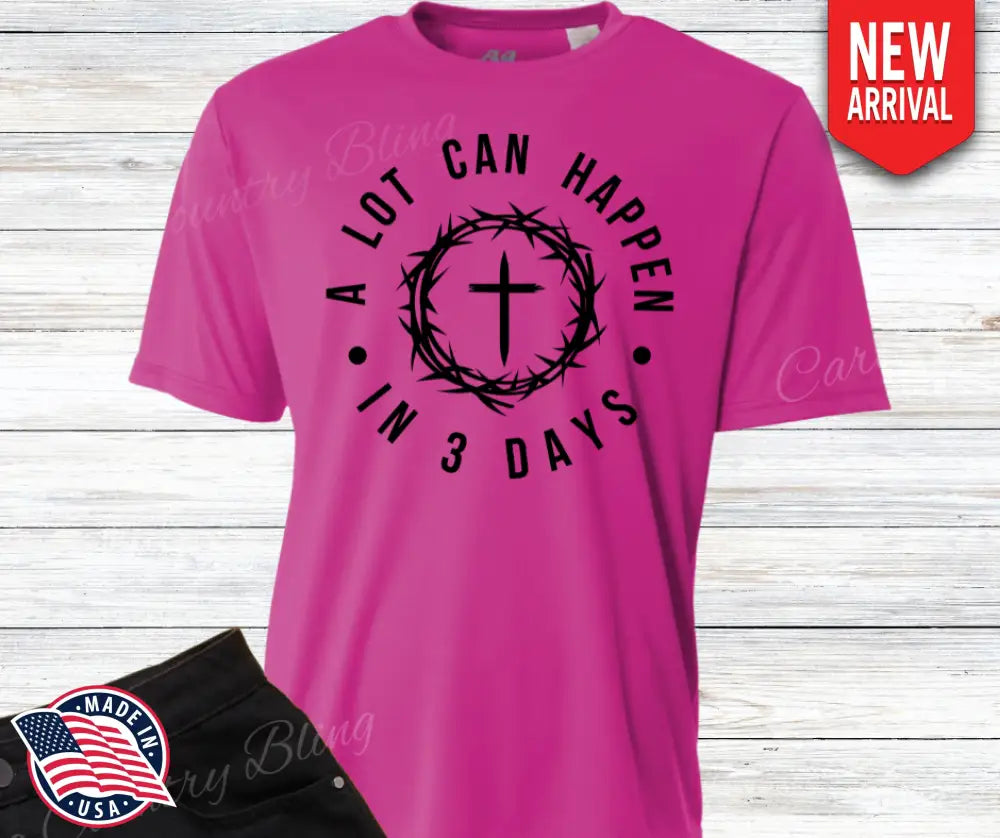 A Lot Can Happen In 3 Days – Multi Small / Short / Fuchsia Shirt