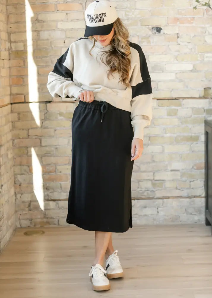 Abbie Mesh Detail Knit Midi Skirt IC Skirts