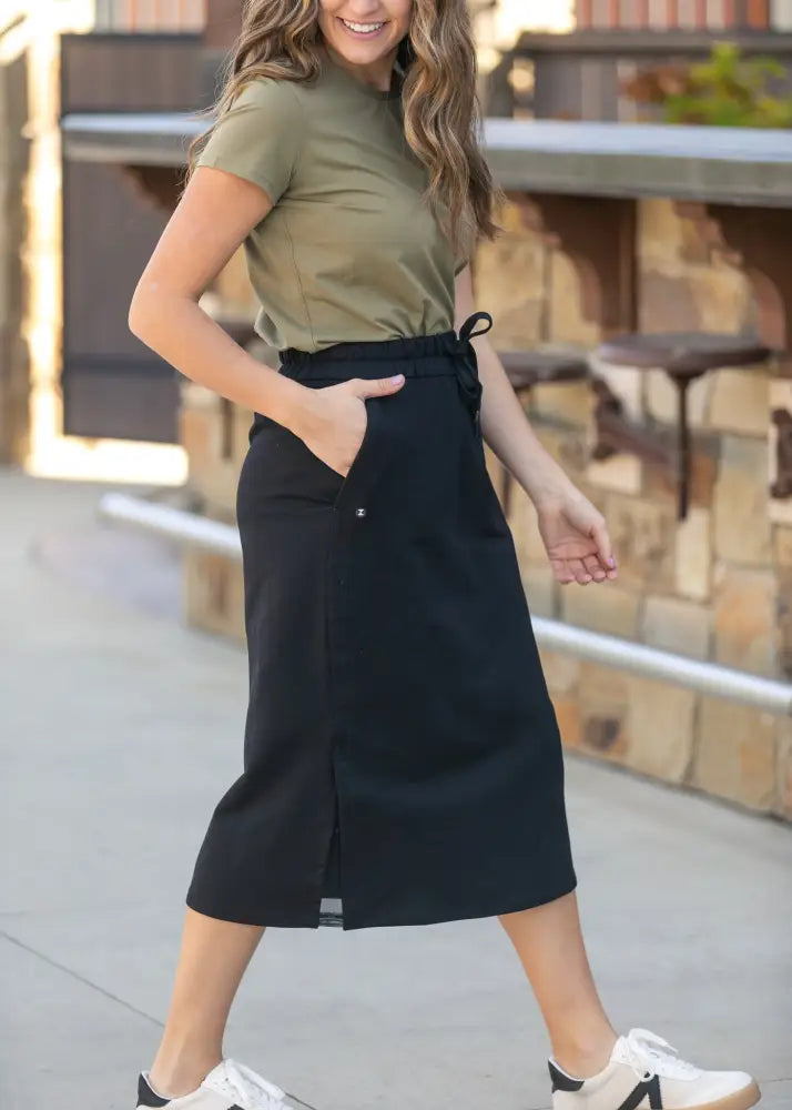 Abbie Mesh Detail Knit Midi Skirt IC Skirts