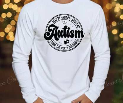 Accept Adapt Advocate – Multi Small / Long / White Long Sleeve Shirt