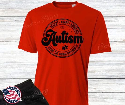 Accept Adapt Advocate – Multi Small / Short / Red Shirt