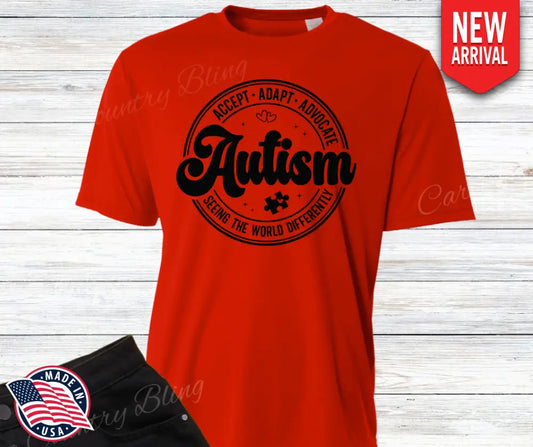 Accept Adapt Advocate – Multi Small / Short / Red Shirt