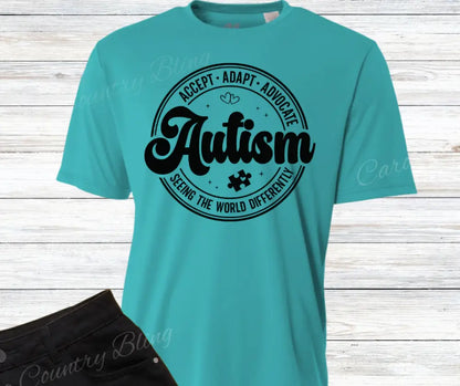 Accept Adapt Advocate – Multi Small / Short / Teal Shirt