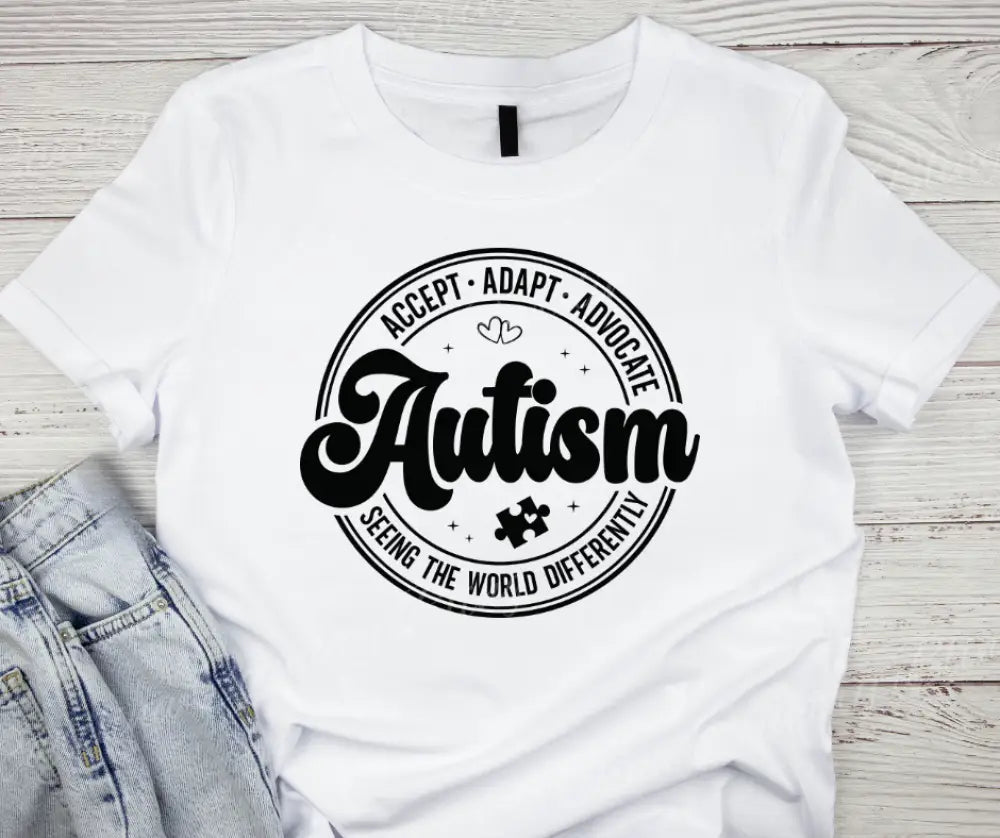 Accept Adapt Advocate – Multi Small / Short / White Short Sleeve Shirt