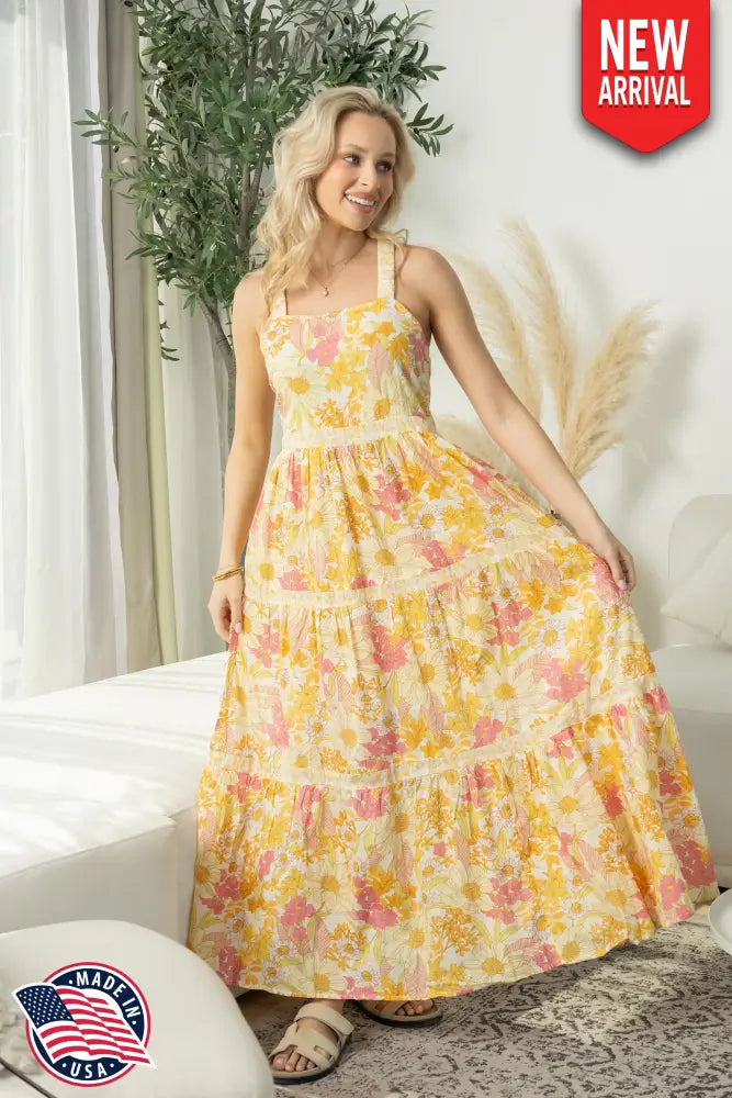 Adelaide Blossom Dress In Yellow - Dress & Romper