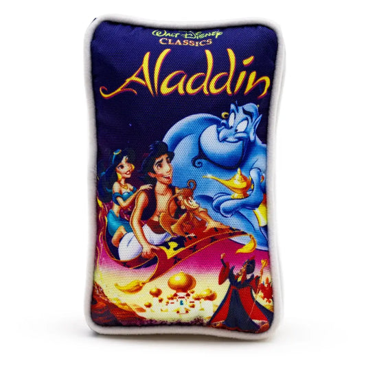 Dog Toy Squeaker Plush - Disney Aladdin VHS Tape Replica Dog Toy Squeaky Plush