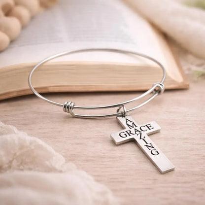 Amazing Grace Cross Bracelet Bangle - Bracelets