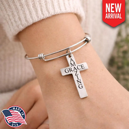 Amazing Grace Cross Bracelet Bangle - Bracelets