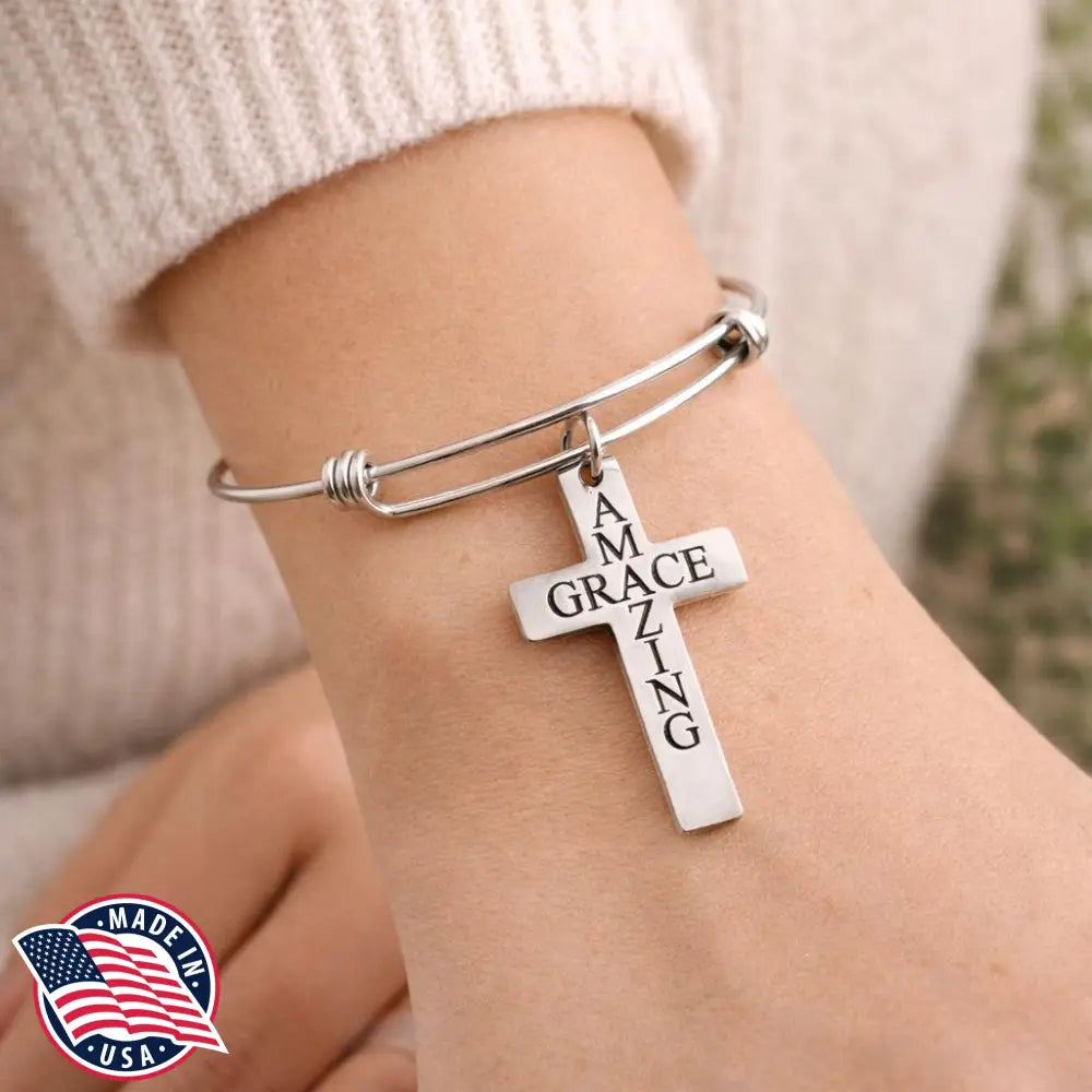 Amazing Grace Cross Bracelet Bangle - Bracelets