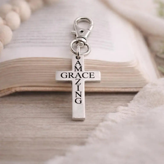 Amazing Grace Cross Clip On Charm - Keychains
