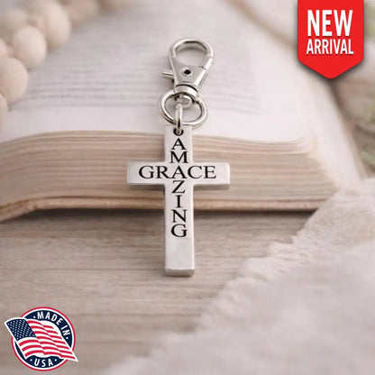 Amazing Grace Cross Clip On Charm - Keychains