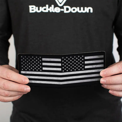 Bi-Fold Wallet - American Flag Weathered Black White Bi-Fold Wallets