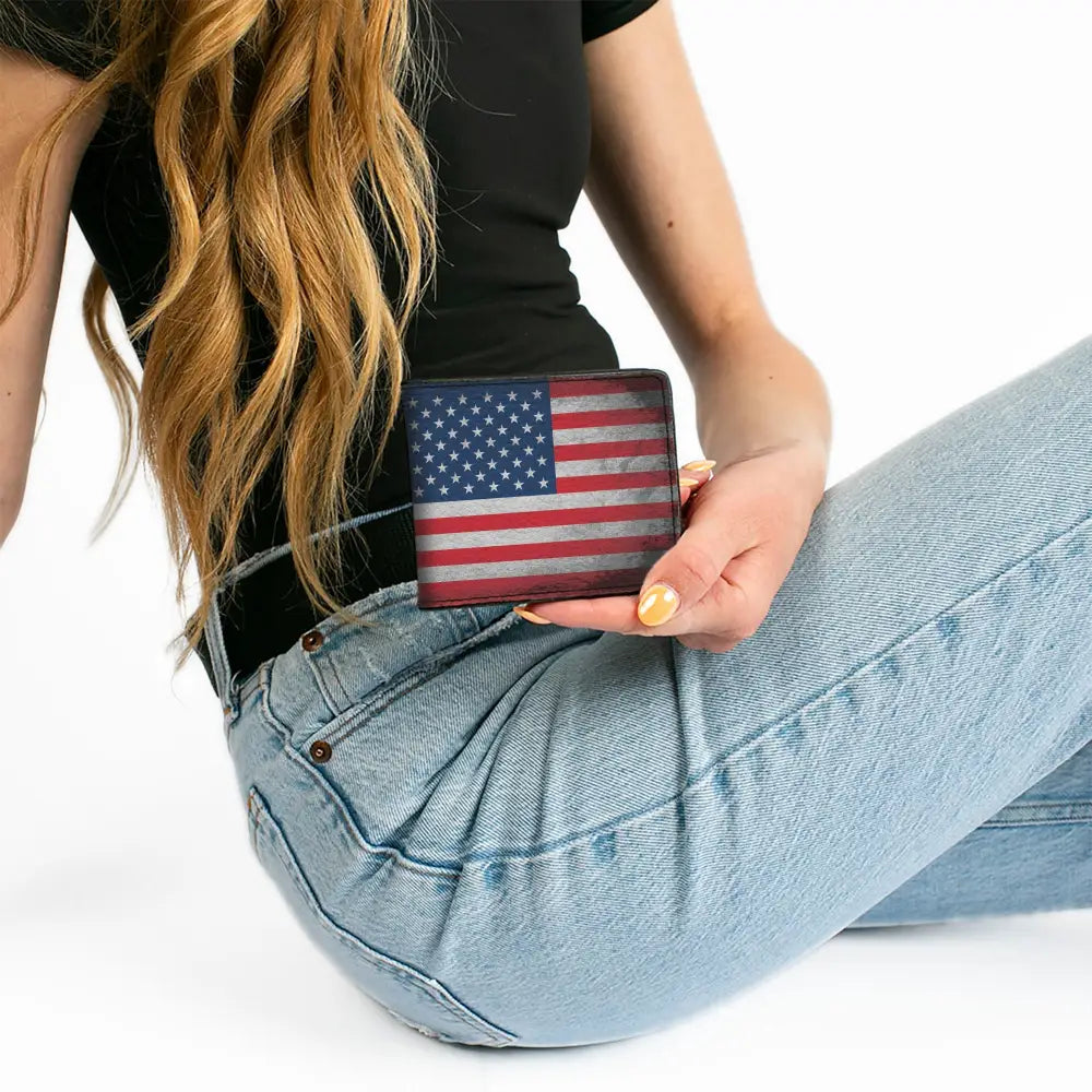 Bi-Fold Wallet - American Flag Distressed Bi-Fold Wallets