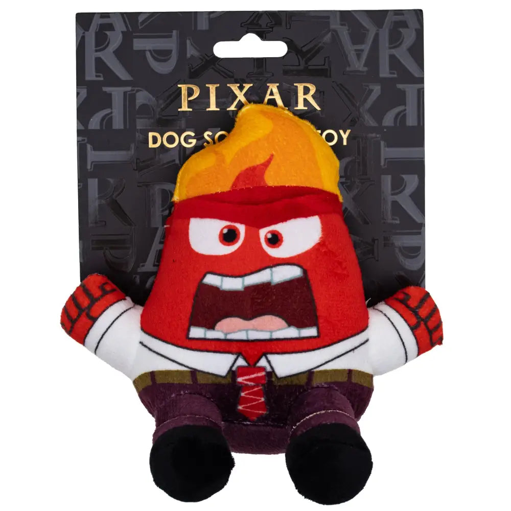 Dog Toy Squeaker Plush - Inside Out Anger Full Body Sitting Pose Dog Toy Squeaky Plush