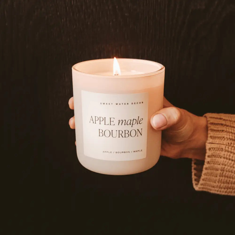 Apple Maple Bourbon Soy Candle - Tan Matte Jar - 15 oz (Sunday Brunch) - Candles