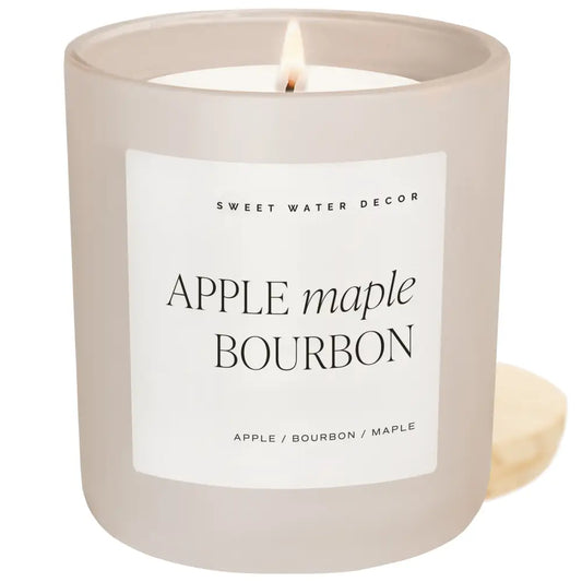 Apple Maple Bourbon Soy Candle - Tan Matte Jar - 15 oz (Sunday Brunch) - Candles