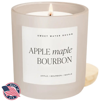 Apple Maple Bourbon Soy Candle - Tan Matte Jar - 15 oz (Sunday Brunch) - Candles