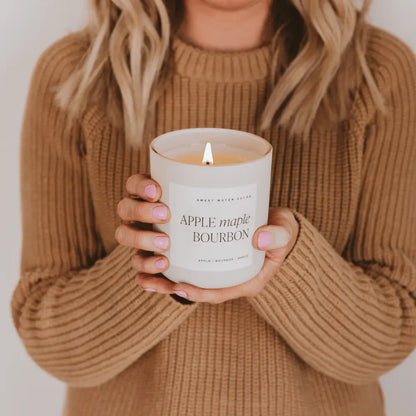 Apple Maple Bourbon Soy Candle - Tan Matte Jar - 15 oz (Sunday Brunch) - Candles