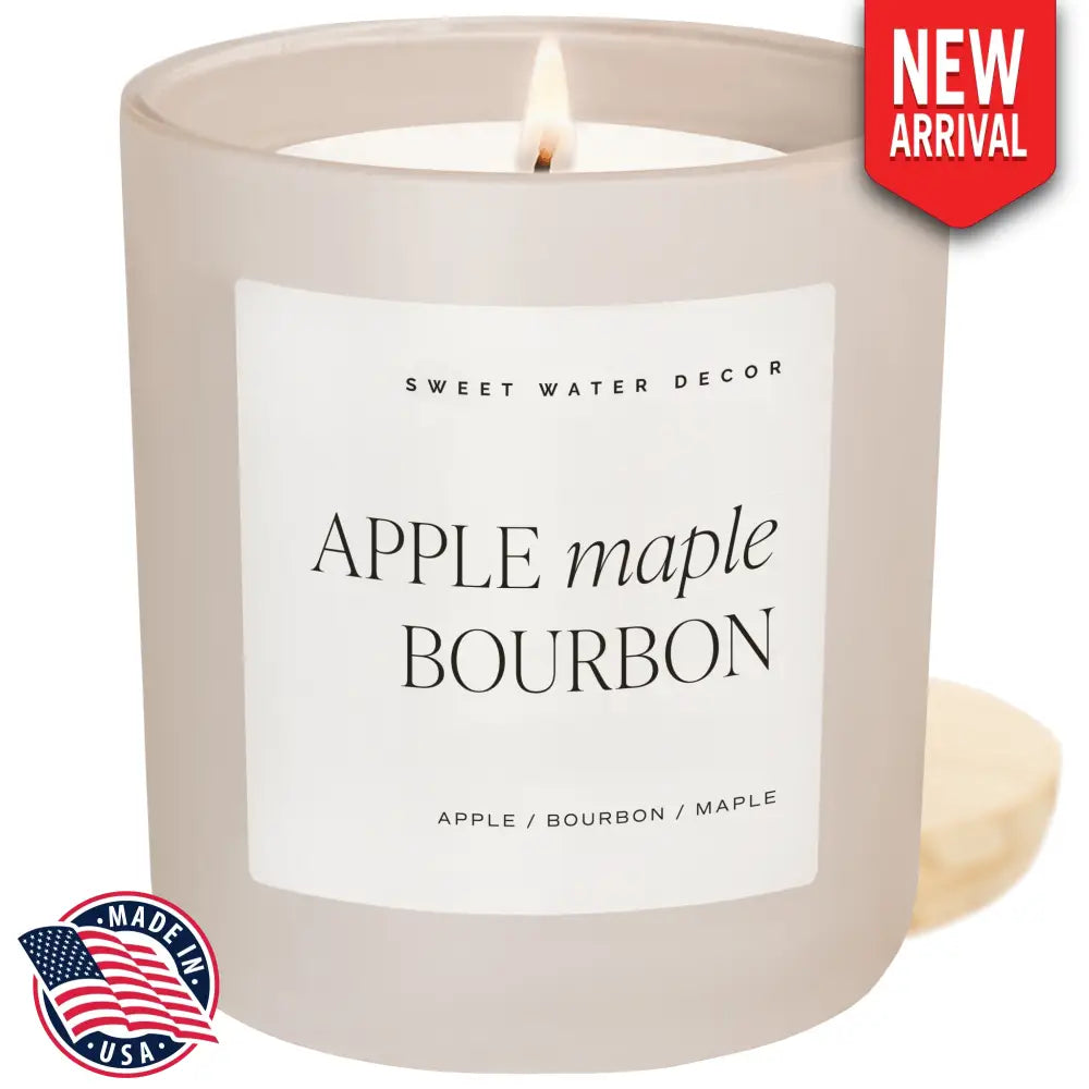 Apple Maple Bourbon Soy Candle - Tan Matte Jar - 15 oz (Sunday Brunch) - Candles
