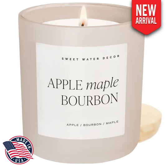 Apple Maple Bourbon Soy Candle - Tan Matte Jar - 15 oz (Sunday Brunch) - Candles