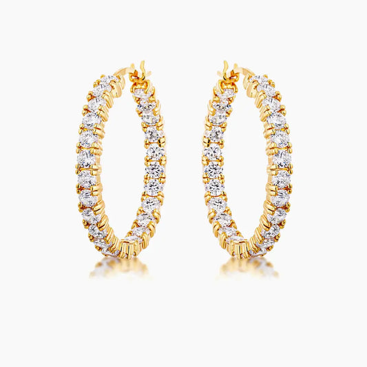 18k Gold Plated Eternity Hoop Earrings - Earrings