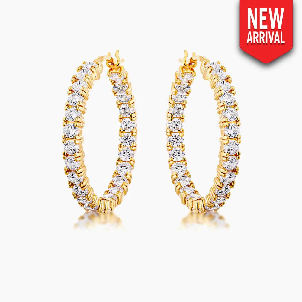 18k Gold Plated Eternity Hoop Earrings - Earrings