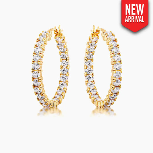 18k Gold Plated Eternity Hoop Earrings - Earrings
