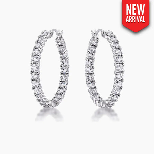 Kinsey 4.8ct CZ White Gold Rhodium Hoop Earrings - Earrings
