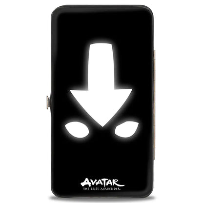 Hinged Wallet - Avatar the Last Airbender Aang Meditating Pose + Glowing Arrow Eyes Black White Hinged Wallets