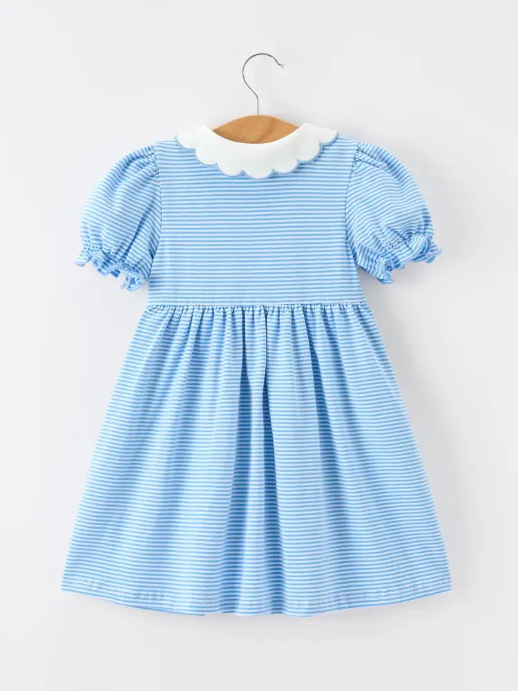 Girls Back To School Pencil Dress Petals Collar Pocket Applique - Dress