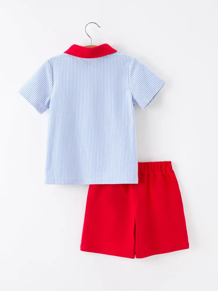 Boys Back To School Apple Polo Short Set - Outfit